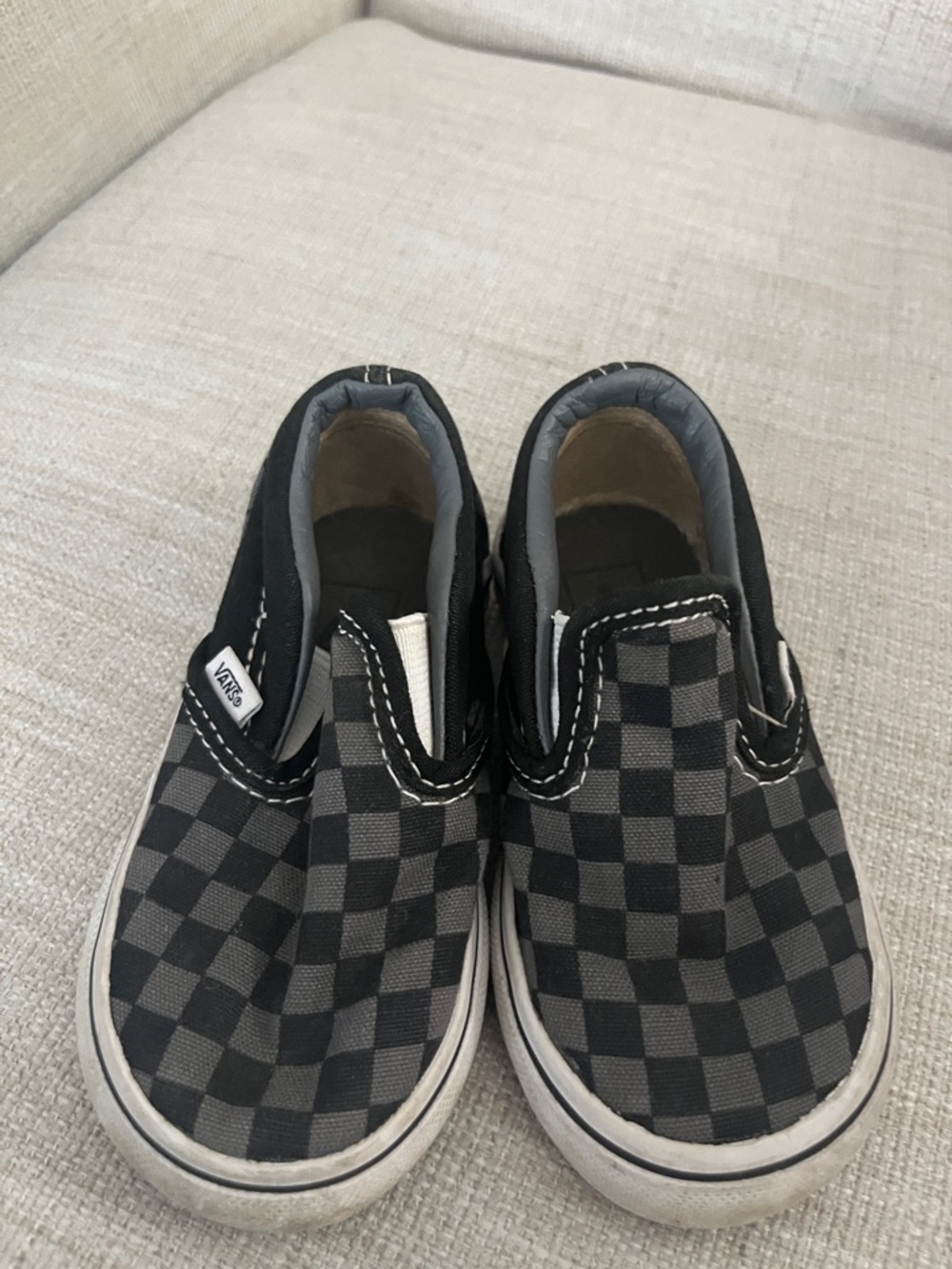 Vans Kids Black & Gray Checkerboard Slip-On Sneakers
